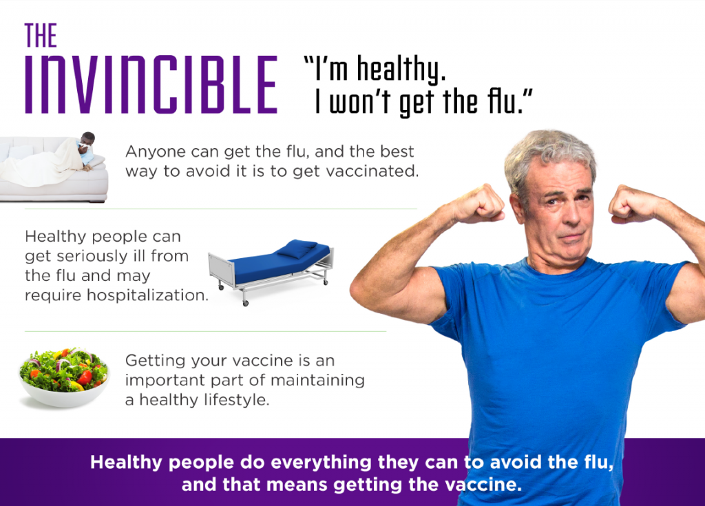 The Invicible - I'm healthy. I won't get the flu. Healthy people do everything they can to avoid the flu, and that means getting the vaccine.